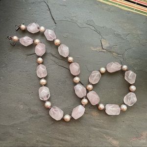 Rose Quartz and Freshwater Pearl set